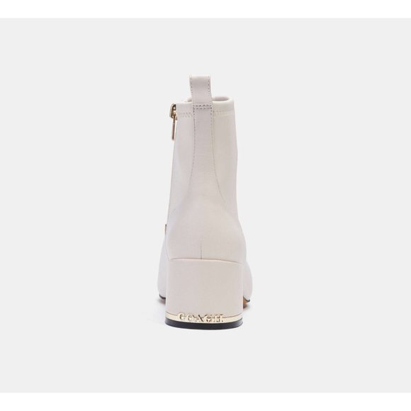 Coach Nala Bootie Women's White Leather Gold Signature Zip Closure 2" Block Heel - Picture 4 of 4